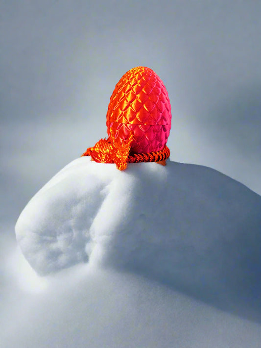 3d printed dragon with an egg.